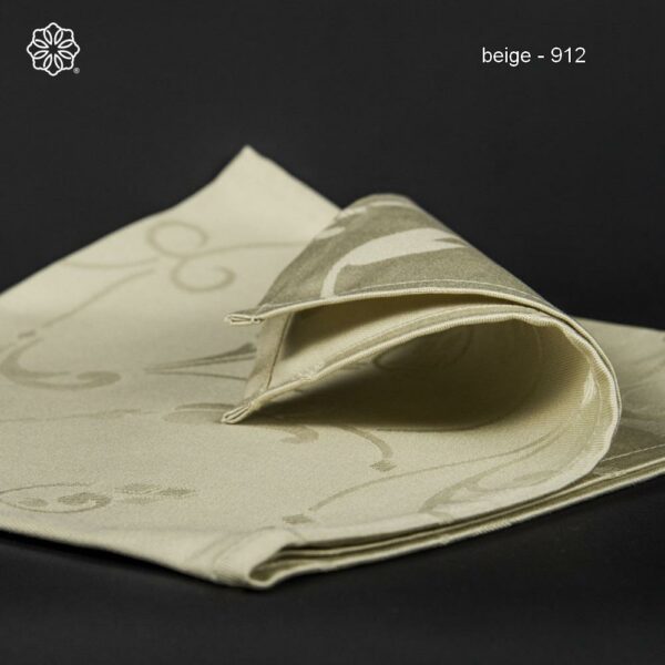 Linge de table Restauration coton Égyptien motif arabesque beige BLANC1420®